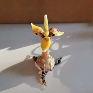 Blown Glass Art Vase with Flower